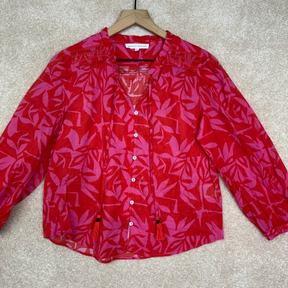 Melissa Nepton Blouse Size XS Cotton Button Up Casey Jungle Print